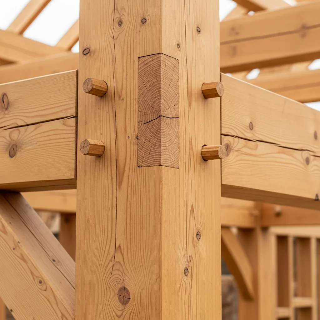 Holzrahmenbau-Konstruktion eines Fertighauses während der präzisen Montage